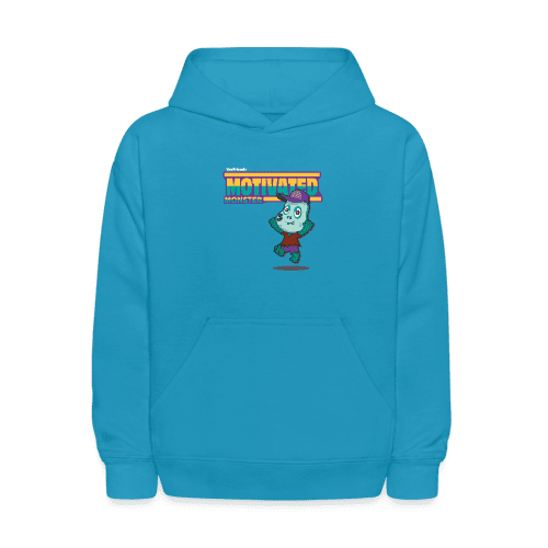 Motivated Monster Character Comfort Kids Hoodie - turquoise