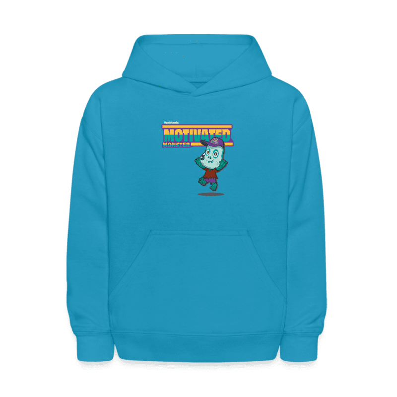 Motivated Monster Character Comfort Kids Hoodie - turquoise