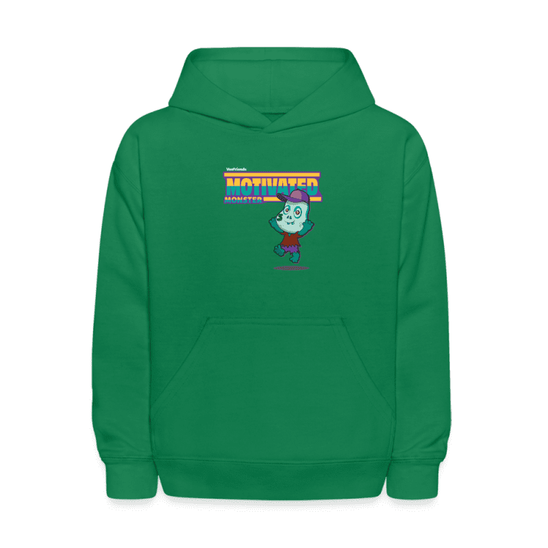 Motivated Monster Character Comfort Kids Hoodie - kelly green