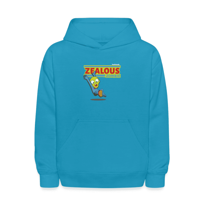 Zealous Zombie Character Comfort Kids Hoodie - turquoise