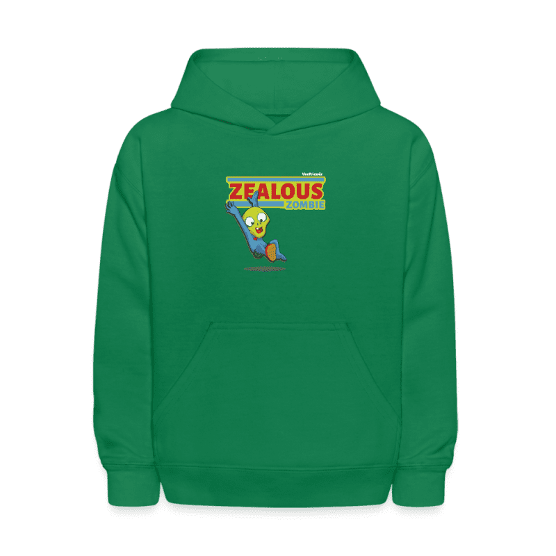 Zealous Zombie Character Comfort Kids Hoodie - kelly green