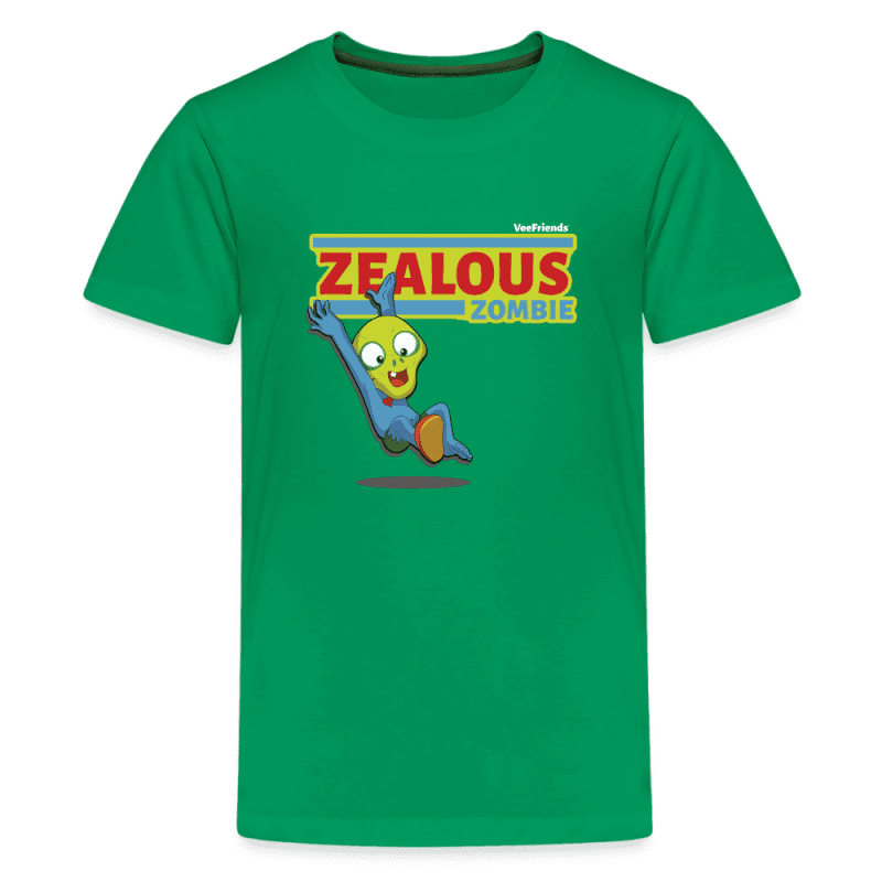 Zealous Zombie Character Comfort Kids Tee - kelly green