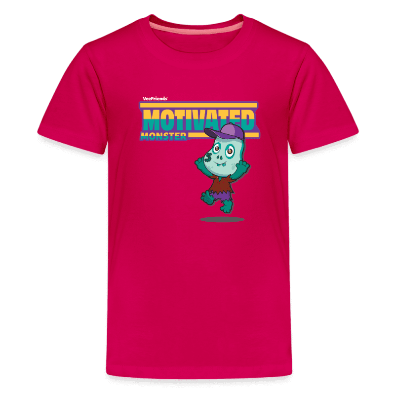 Motivated Monster Character Comfort Kids Tee - dark pink