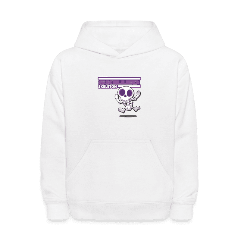 Skilled Skeleton Character Comfort Kids Hoodie - white