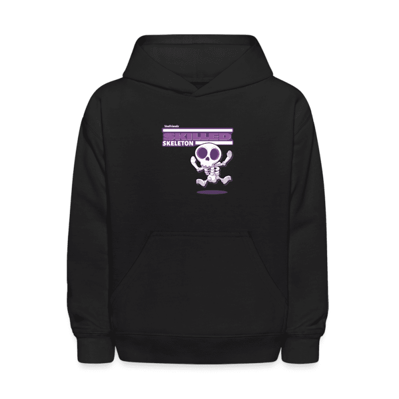 Skilled Skeleton Character Comfort Kids Hoodie - black