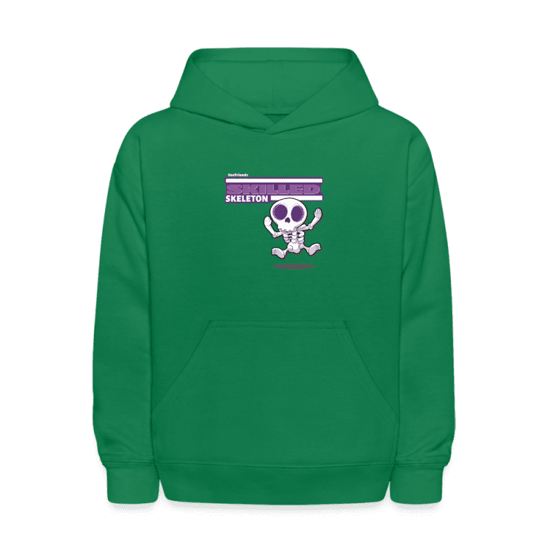 Skilled Skeleton Character Comfort Kids Hoodie - kelly green