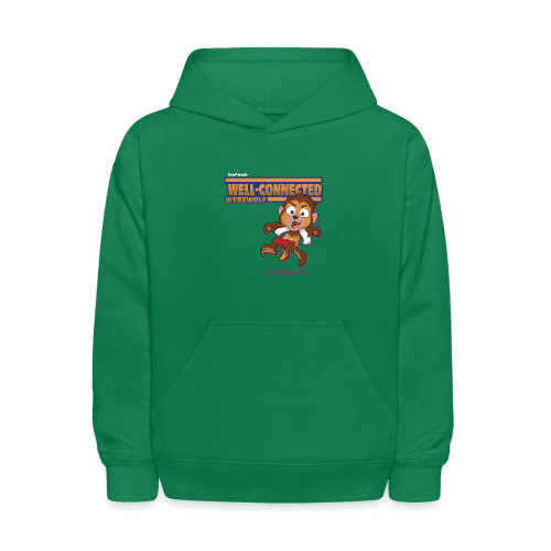 Well-Connected Werewolf Character Comfort Kids Hoodie - kelly green