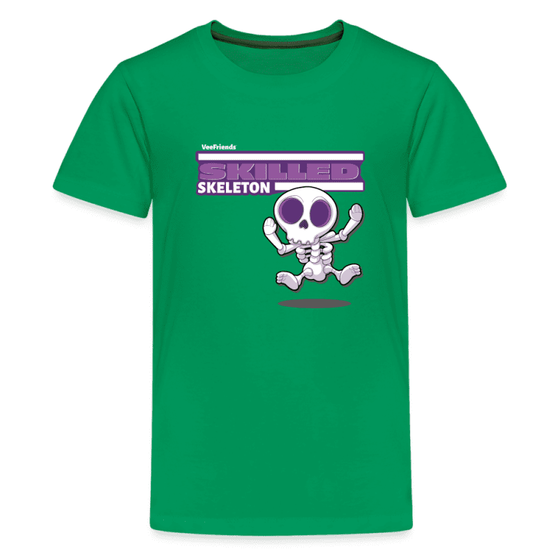 Skilled Skeleton Character Comfort Kids Tee - kelly green