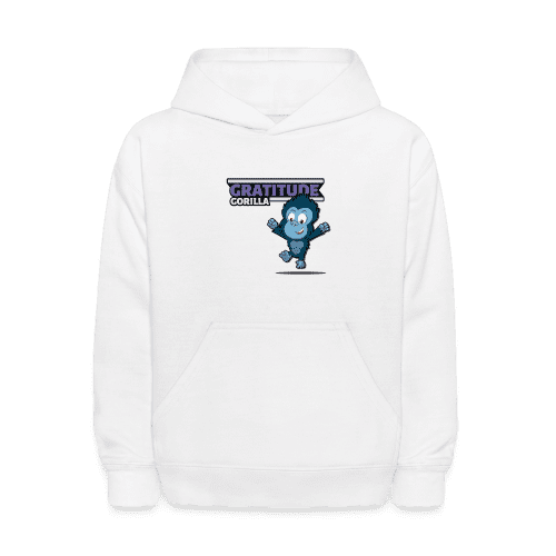 Gratitude Gorilla Character Comfort Kids Hoodie - white