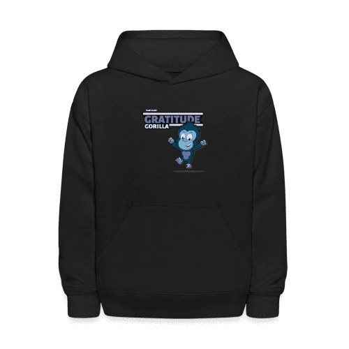 Gratitude Gorilla Character Comfort Kids Hoodie - black