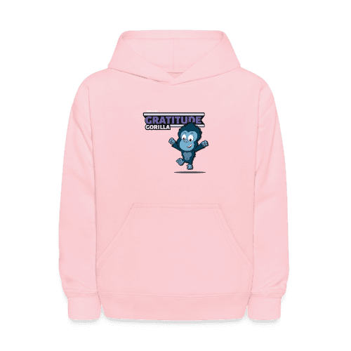 Gratitude Gorilla Character Comfort Kids Hoodie - pink