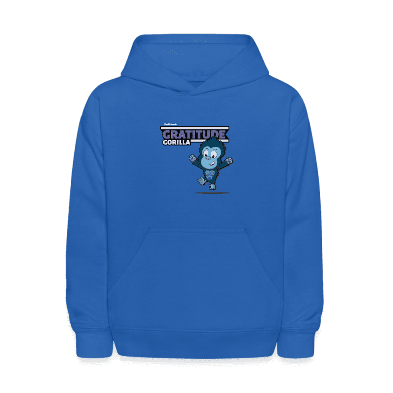 Gratitude Gorilla Character Comfort Kids Hoodie - royal blue