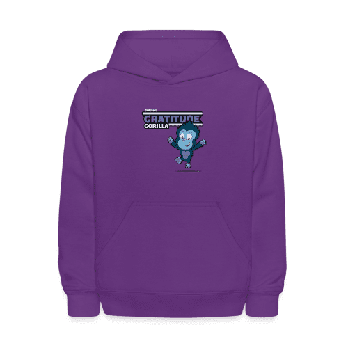 Gratitude Gorilla Character Comfort Kids Hoodie - purple