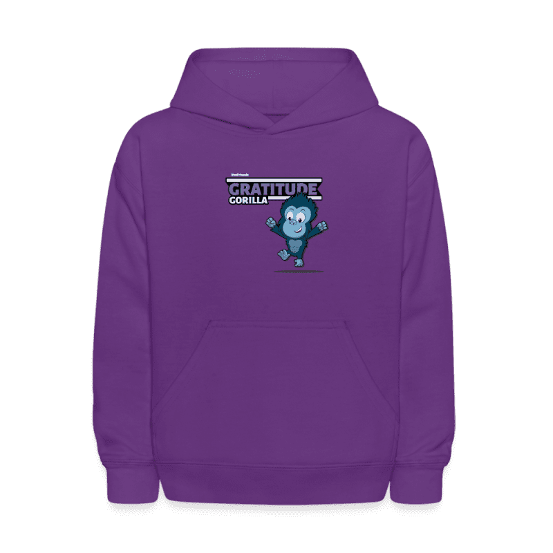 Gratitude Gorilla Character Comfort Kids Hoodie - purple