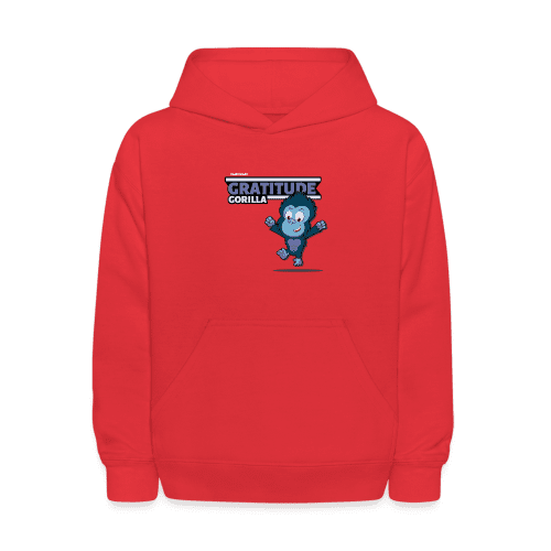 Gratitude Gorilla Character Comfort Kids Hoodie - red