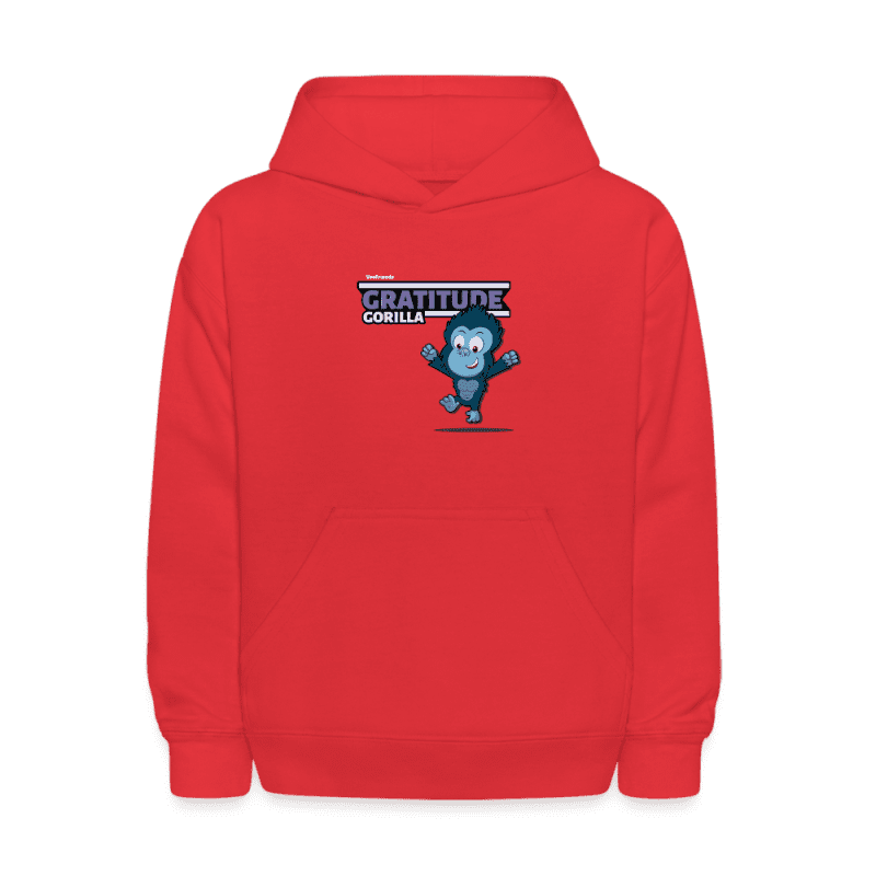 Gratitude Gorilla Character Comfort Kids Hoodie - red