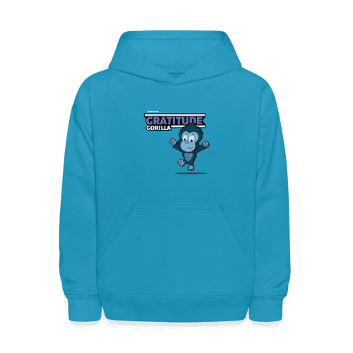 Gratitude Gorilla Character Comfort Kids Hoodie - turquoise