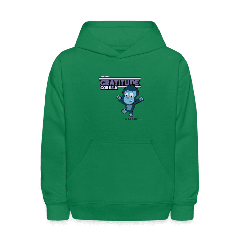 Gratitude Gorilla Character Comfort Kids Hoodie - kelly green