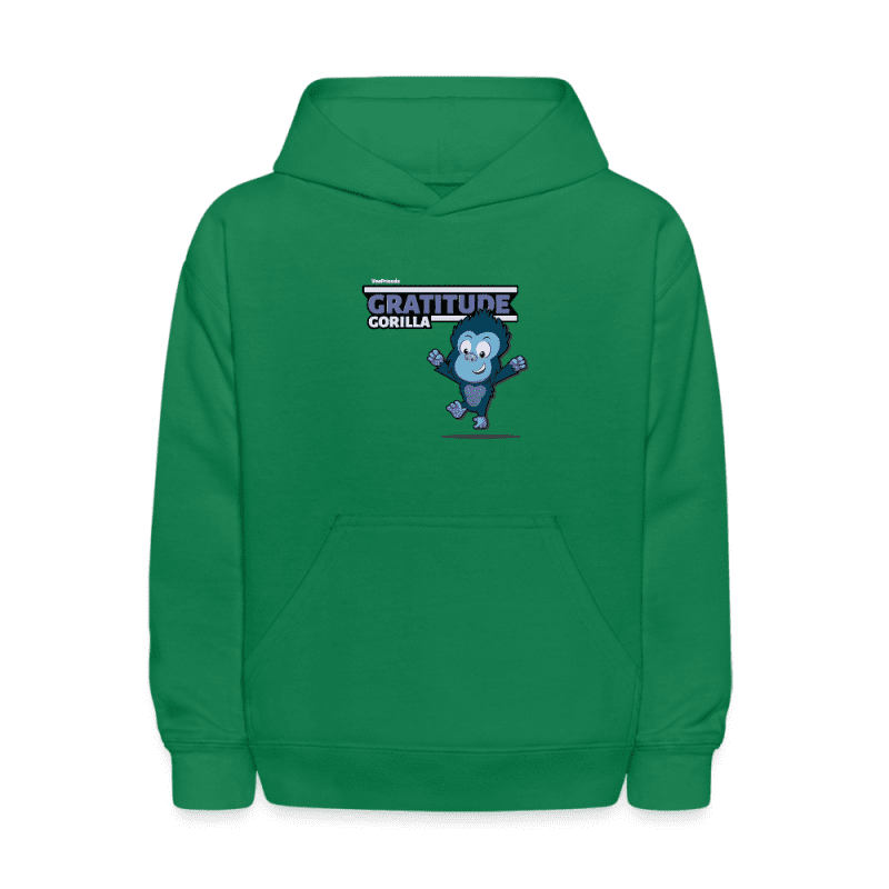 Gratitude Gorilla Character Comfort Kids Hoodie - kelly green