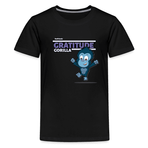 Gratitude Gorilla Character Comfort Kids Tee - black