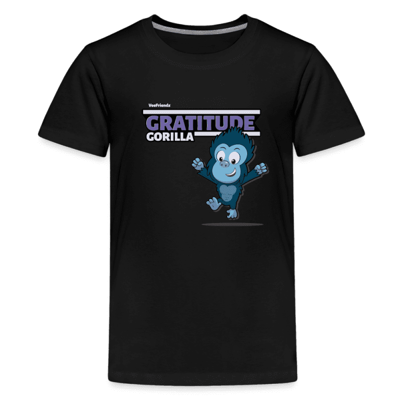 Gratitude Gorilla Character Comfort Kids Tee - black