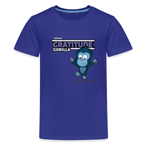 Gratitude Gorilla Character Comfort Kids Tee - royal blue