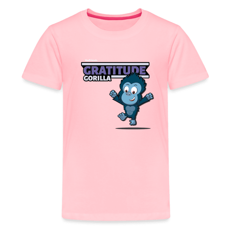 Gratitude Gorilla Character Comfort Kids Tee - pink