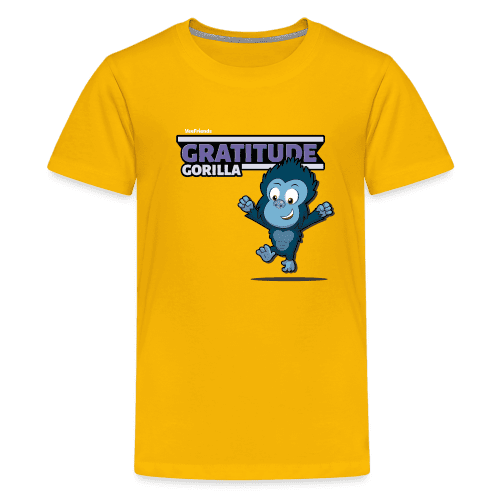 Gratitude Gorilla Character Comfort Kids Tee - sun yellow