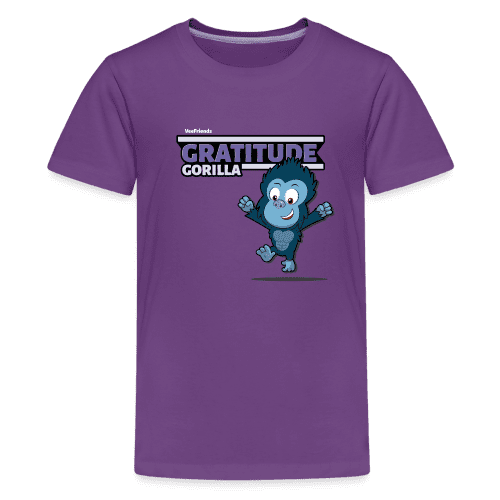 Gratitude Gorilla Character Comfort Kids Tee - purple