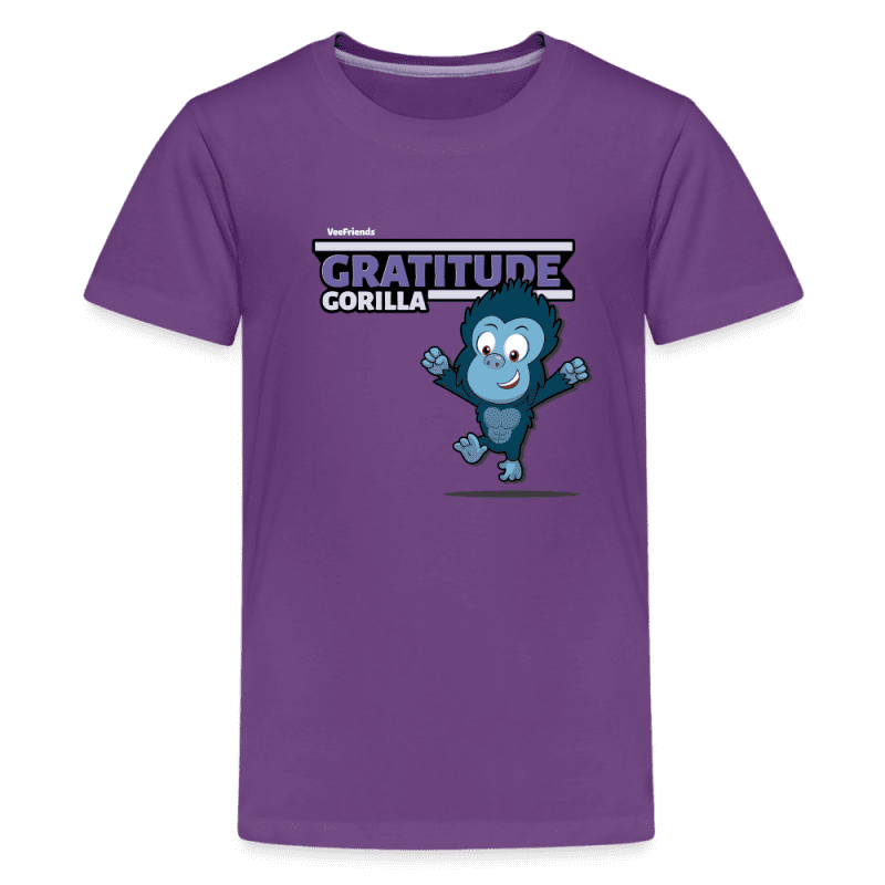 Gratitude Gorilla Character Comfort Kids Tee - purple