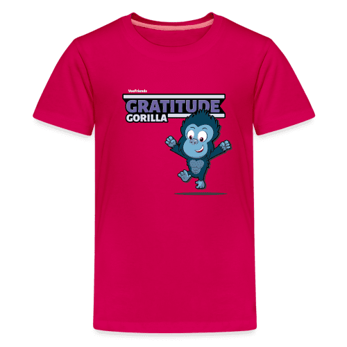 Gratitude Gorilla Character Comfort Kids Tee - dark pink