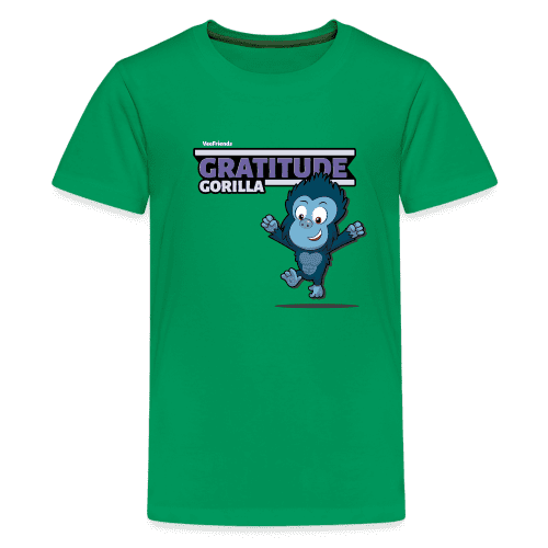 Gratitude Gorilla Character Comfort Kids Tee - kelly green