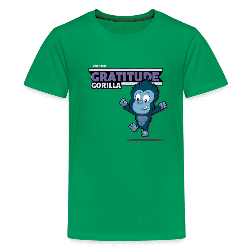 Gratitude Gorilla Character Comfort Kids Tee - kelly green