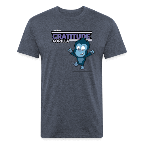 Gratitude Gorilla Character Comfort Adult Tee - heather navy