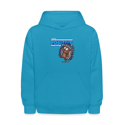 Positive Porcupine Character Comfort Kids Hoodie - turquoise