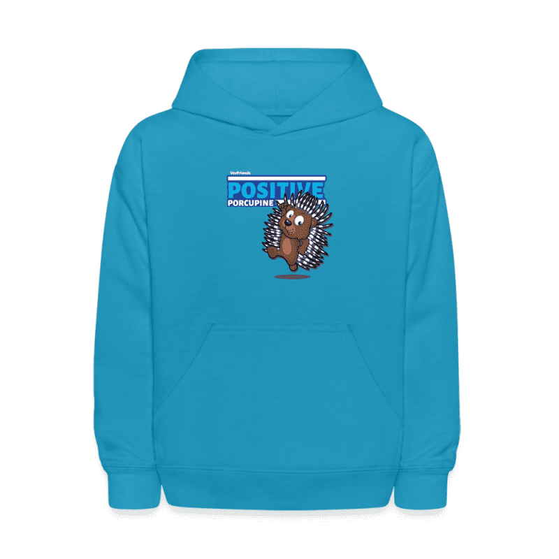 Positive Porcupine Character Comfort Kids Hoodie - turquoise