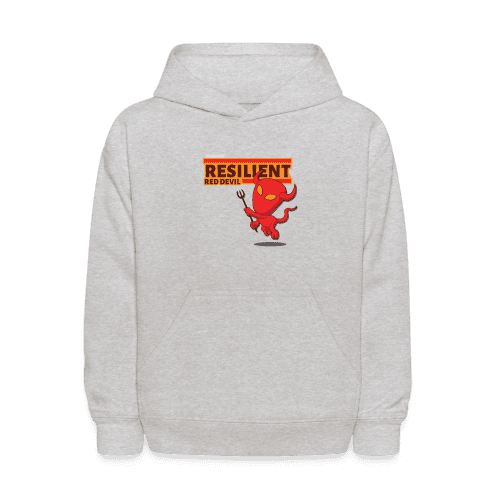 Resilient Red Devil Character Comfort Kids Hoodie - heather gray