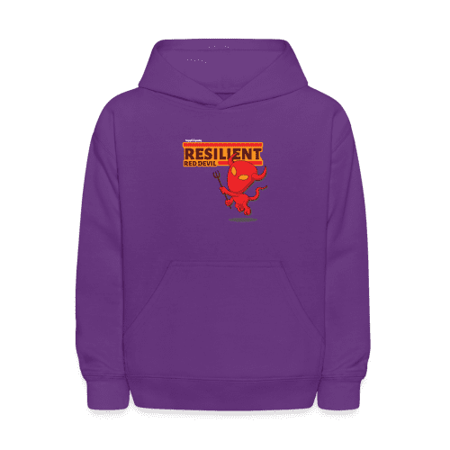 Resilient Red Devil Character Comfort Kids Hoodie - purple