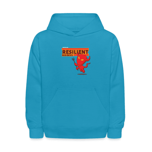 Resilient Red Devil Character Comfort Kids Hoodie - turquoise