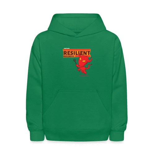 Resilient Red Devil Character Comfort Kids Hoodie - kelly green