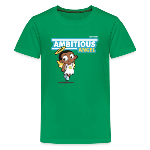 Ambitious Angel Character Comfort Kids Tee - kelly green