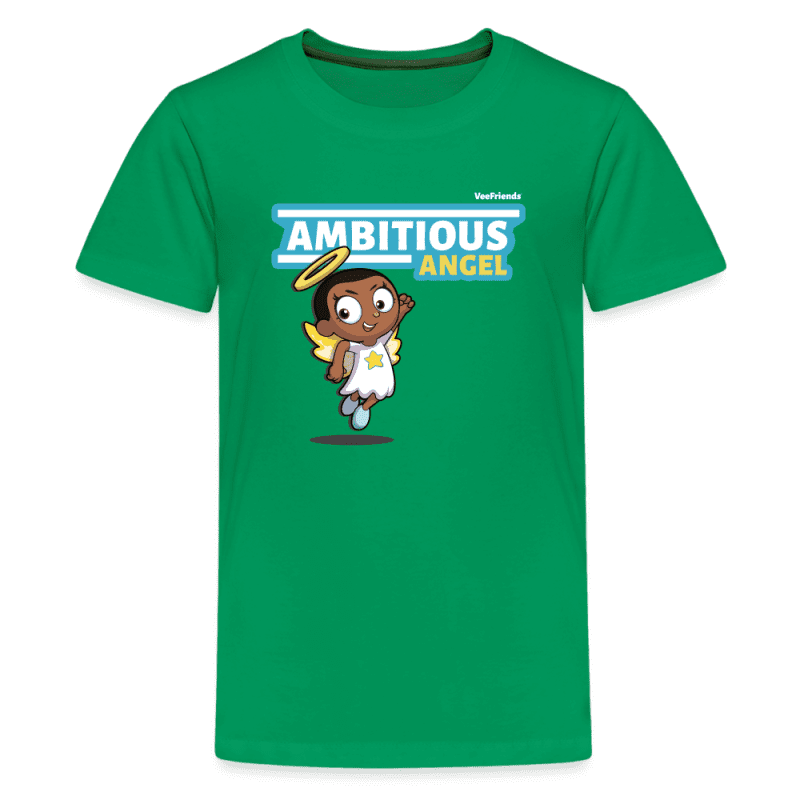 Ambitious Angel Character Comfort Kids Tee - kelly green