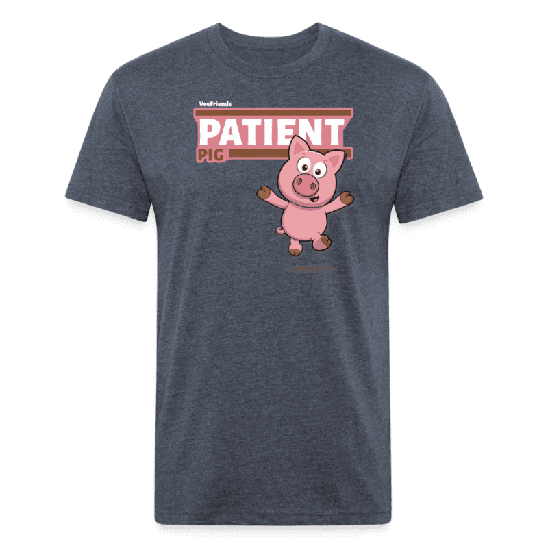 Patient Pig Character Comfort Adult Tee - heather navy