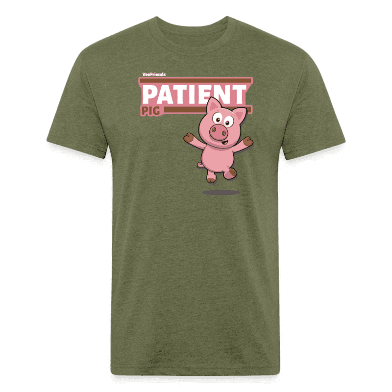 Patient Pig Character Comfort Adult Tee - heather military green