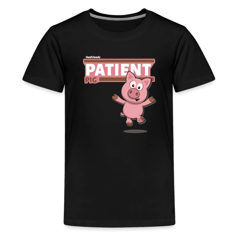 Patient Pig Character Comfort Kids Tee - black