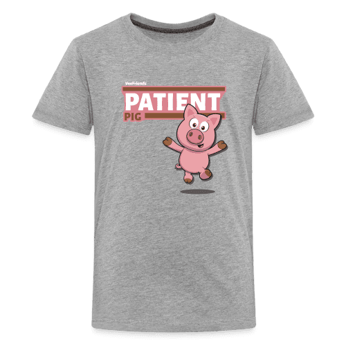 Patient Pig Character Comfort Kids Tee - heather gray