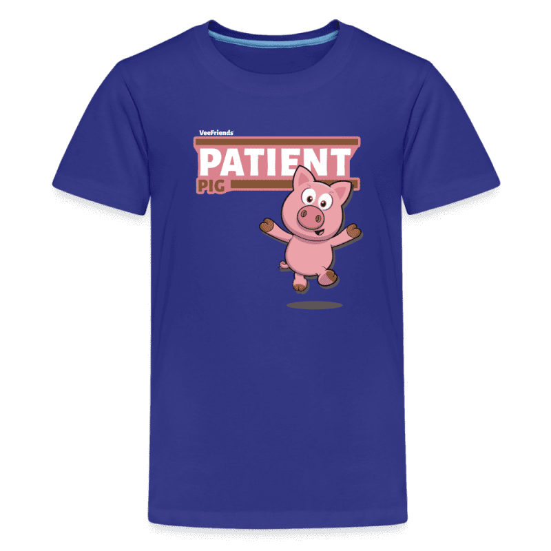 Patient Pig Character Comfort Kids Tee - royal blue