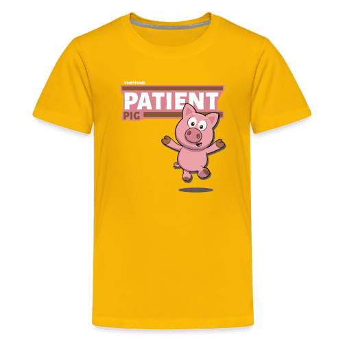 Patient Pig Character Comfort Kids Tee - sun yellow