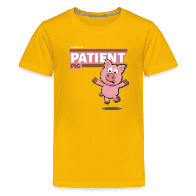 Patient Pig Character Comfort Kids Tee - sun yellow