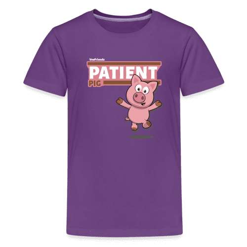 Patient Pig Character Comfort Kids Tee - purple